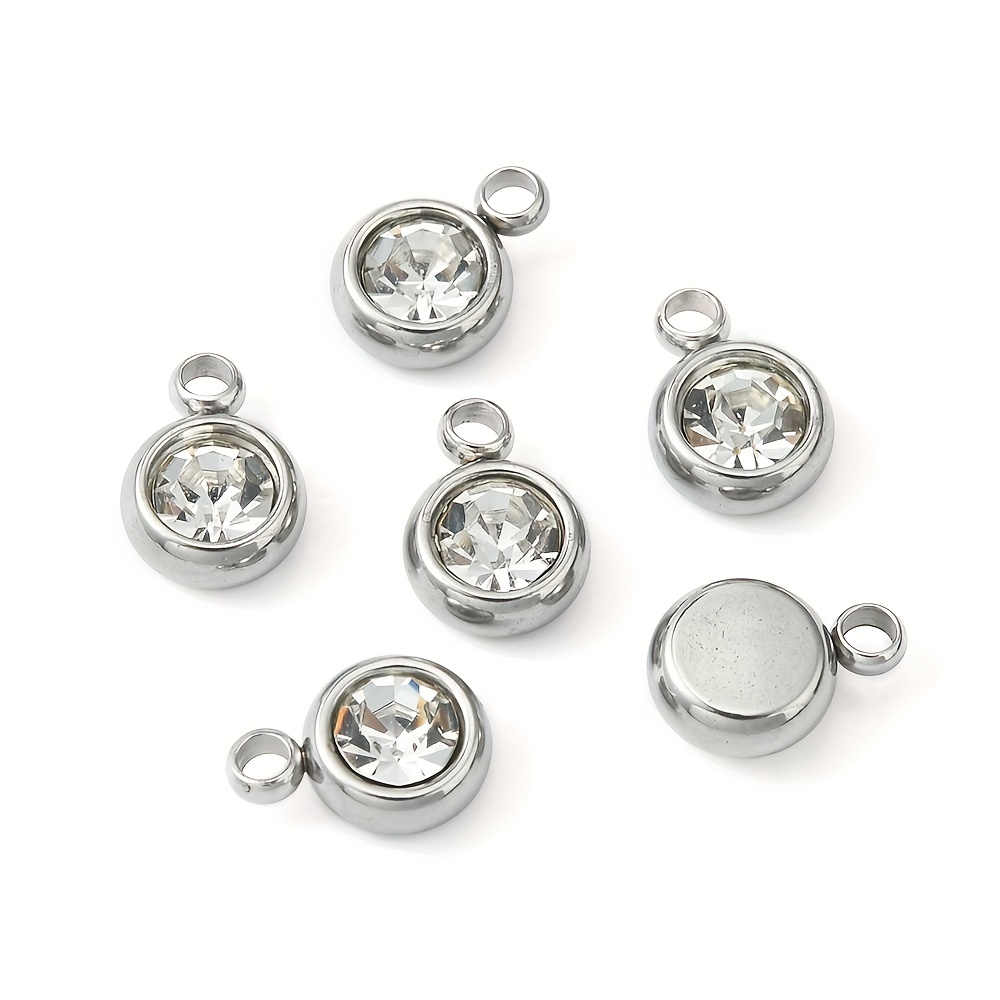 20pcs Red Rhinestone Decor Flat Round Pendants for Jewelry Making